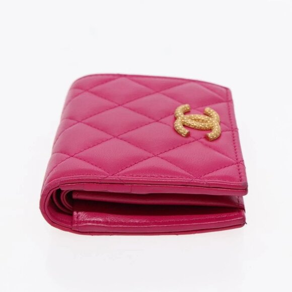 CHANEL Wallet Lamb Skin Pink Gold CC Auth 94678AM - Picture 6 of 16